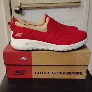 Skechers Women's Red Mesh Slip-On Sneakers